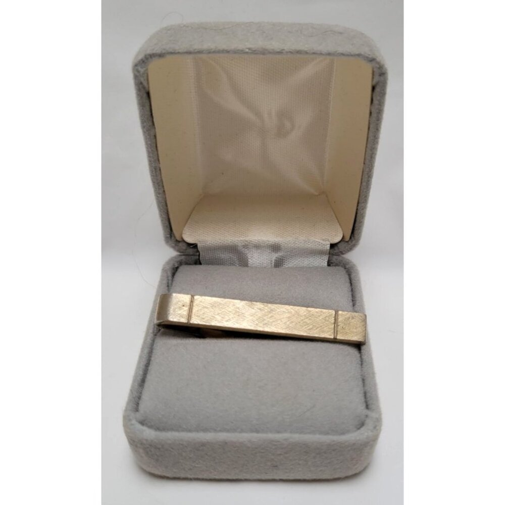Vintage Shields Gold Tone Bar Tie Clip With Gift Box